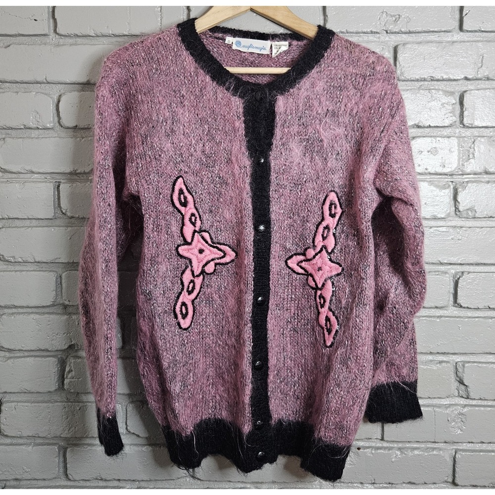 Magia Maglia Women's Sweater Kid Mohair Wool Made In Italy Size S Pink Sequin‎